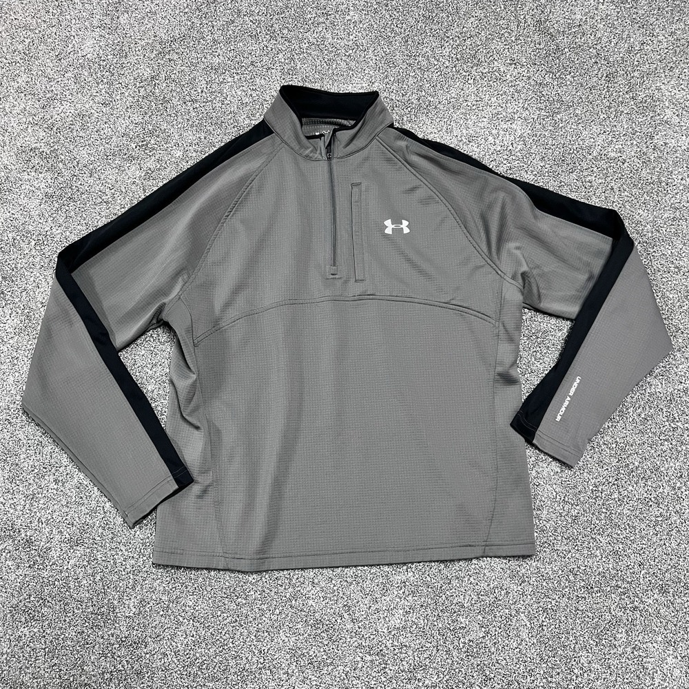 Under Armour AllSeasonGear 1/4 Zip Pullover Mens Large Gray Black Athletic